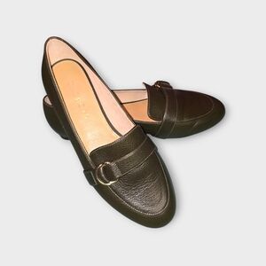 Talbots Ryan D-Ring Dark Green Leather Loafers‎ Flats Womens Size 6 Classic Chic